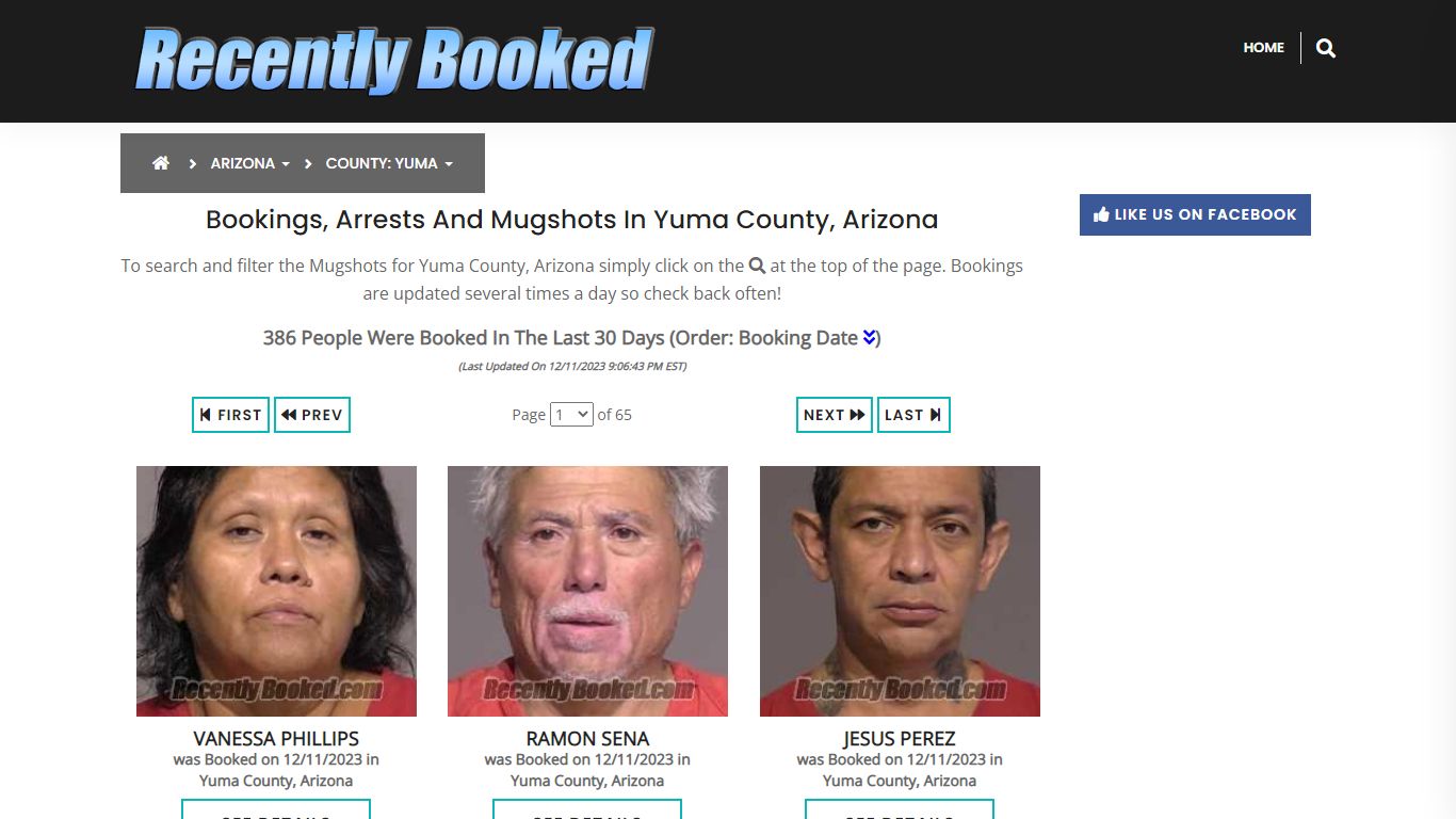 Recent bookings, Arrests, Mugshots in Yuma County, Arizona
